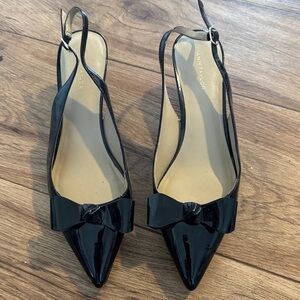 Ann Taylor Black Patent Bow Slingback Heels